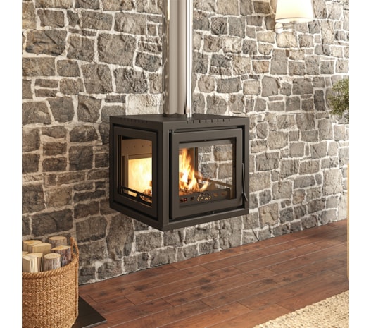 Calefator 129m² Dupla Combustão Tripla Face Louvre 520TF - Grafite