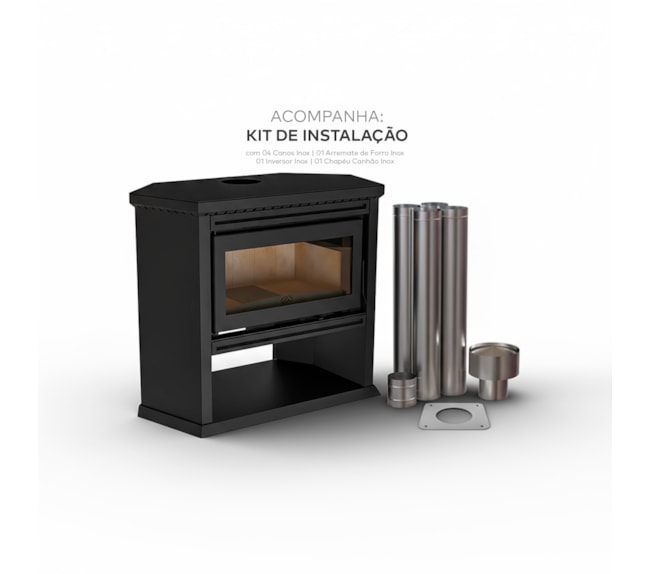 Segunda imagem do produto Calefator 148m² de Canto Dupla Combustão Munique 930GF - Grafite