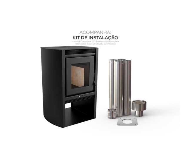 Segunda imagem do produto Calefator 51m² Dupla Combustão Montevideo 680GF - Grafite