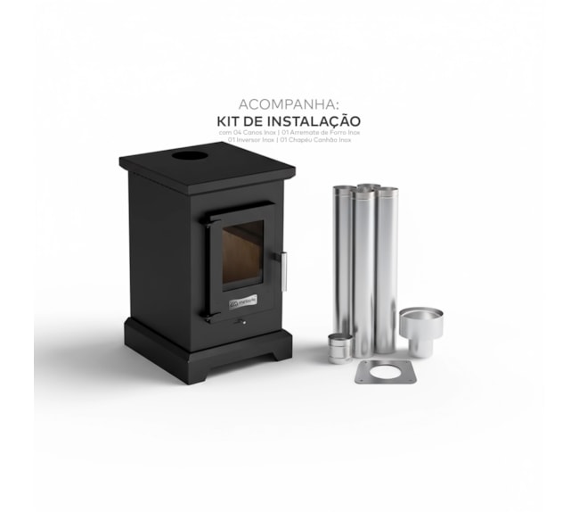 Segunda imagem do produto Calefator 55m² Dupla Combustão Dublin D400GF + Kit de Limpeza KL250CP + Porta Lenhas PL500CP
