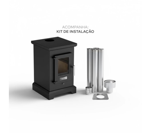 Segunda imagem do produto Calefator 55m² Dupla Combustão Dublin D400GF + Porta Lenhas PL500CP