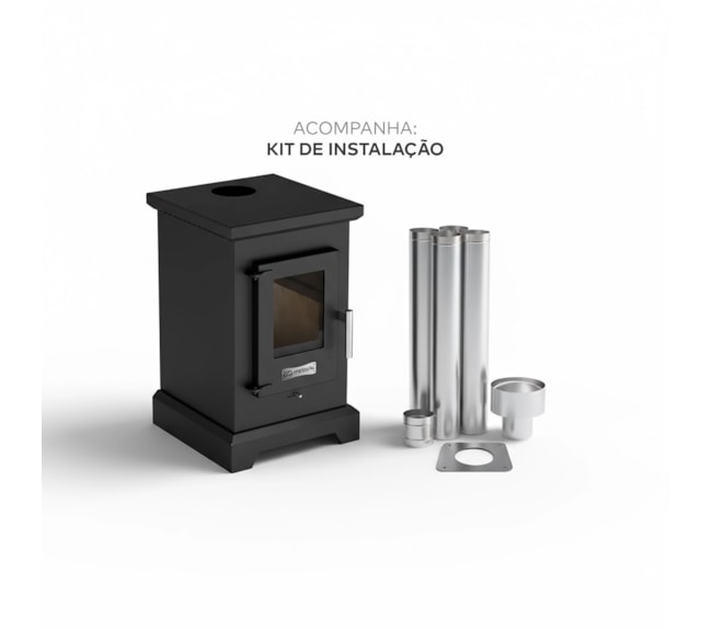 Segunda imagem do produto Calefator 55m² Dupla Combustão Dublin D400GF + Porta Lenhas PL500CP