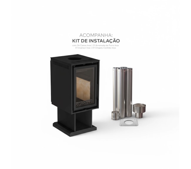 Segunda imagem do produto Calefator 92m² Combustão Completa Mendoza 375GF Grafite - Com Base