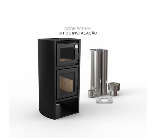 Segunda imagem do produto Calefator com Forno 101m² Dupla Combustão Lyon 1490GF - Grafite