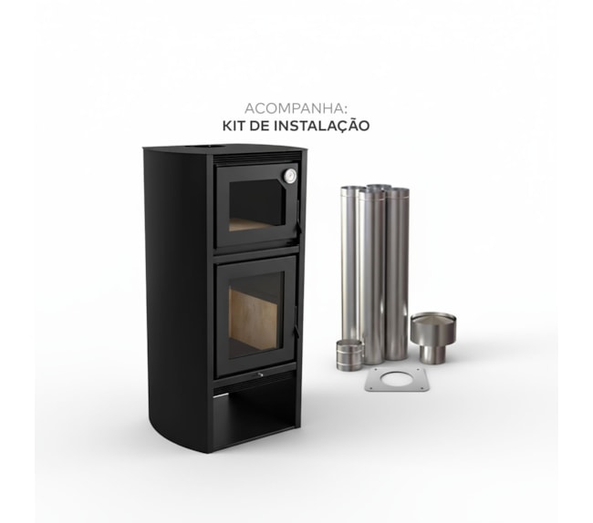 Segunda imagem do produto Calefator com Forno 101m² Dupla Combustão Lyon 1490GF - Grafite