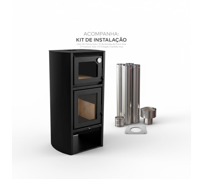 Segunda imagem do produto Calefator com Forno 101m² Dupla Combustão Lyon 1490GF - Grafite