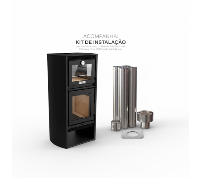 Segunda imagem do produto Calefator com Forno 148m² Dupla Combustão Lyon 1590GF - Grafite