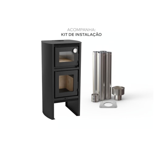 Segunda imagem do produto Calefator com Forno 77m² Dupla Combustão Lyon 1290GF -  Grafite