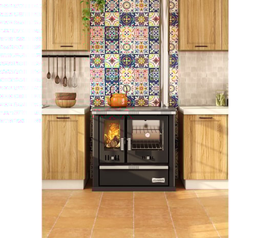 Fogão a Lenha 101m² Dupla Combustão - Munique Nº2 Tampo Ferro Fundido