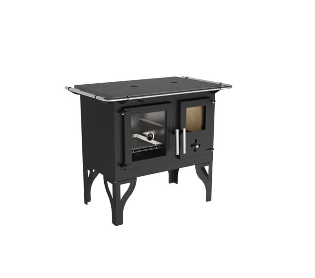 Segunda imagem do produto Fogão a Lenha 77m² Dupla Combustão Barcelona F700FE - N1 Tampo Ferro Fundido Saída Esquerda