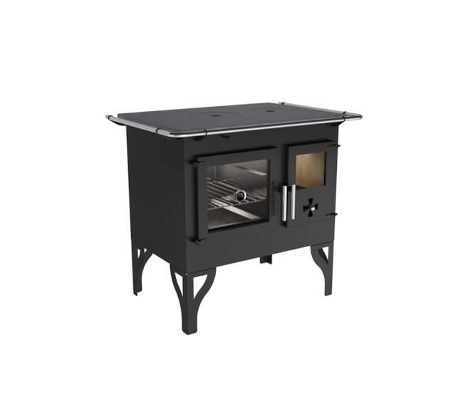 Segunda imagem do produto Fogão a Lenha 90m² Dupla Combustão Barcelona F820FE - N2 Tampo Ferro Fundido Saída Esquerda