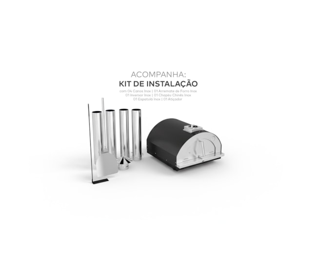 Segunda imagem do produto Forno De Pizza a Lenha Gourmet Firenze 610IN - Médio Preto