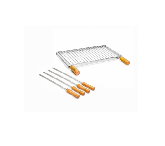 Kit Grelha Inox + 4 Espetos Inox Metávila
