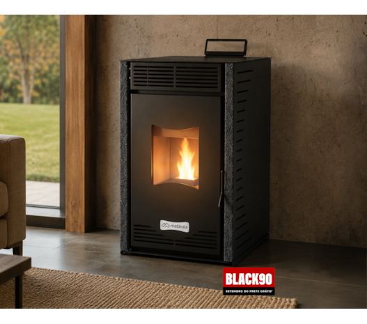 Lareira a Pellet Eletrônica Verona 600PLT - 6 Kw