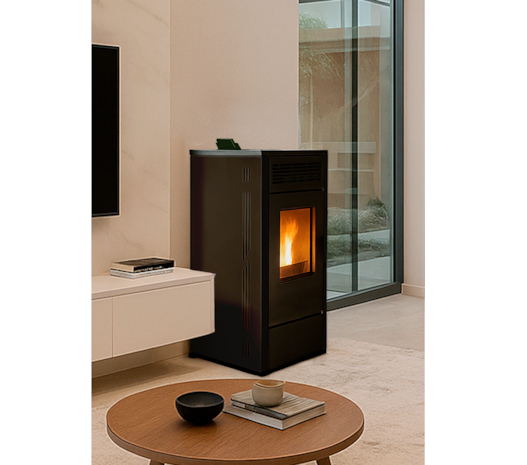 Lareira a Pellet - Preta 10 Kw